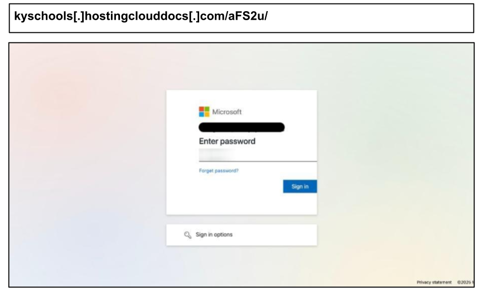 Microsoft Credential Harvesting 2 KY Schools
