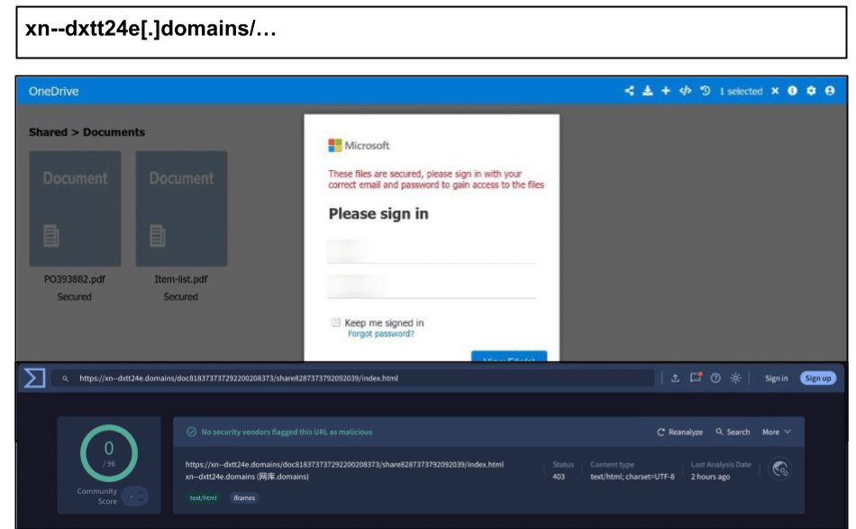 OneDrive Phishing Screenshot 